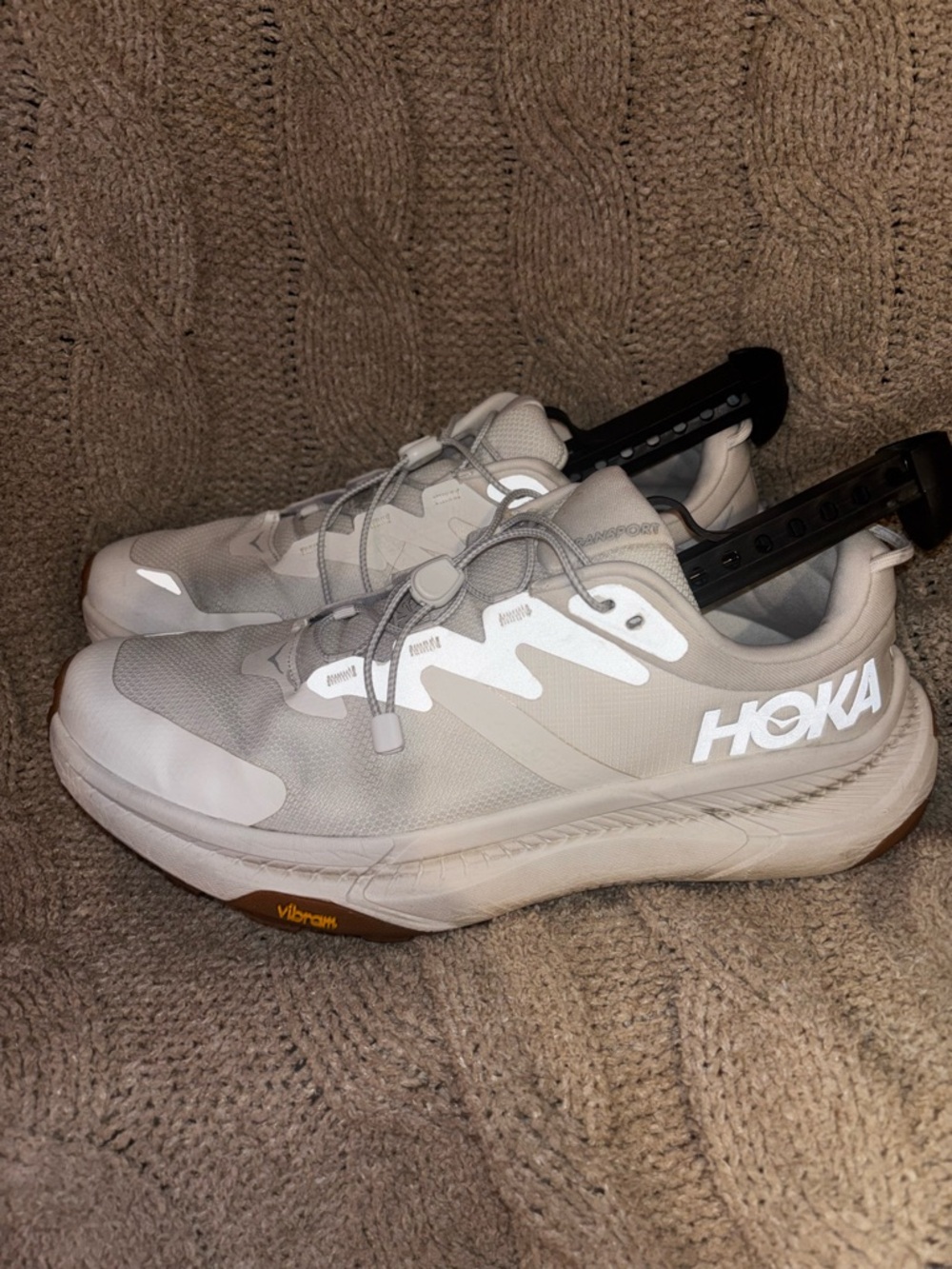 Men’s HOKA Transport Sneakers Size 10 Gray Vibram EUC